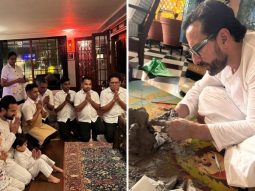 Ganesh Chaturthi Celebration: Saif Ali Khan offer prayers with sons and household staff; Kareena Kapoor Khan shares glimpse of eco-friendly idol