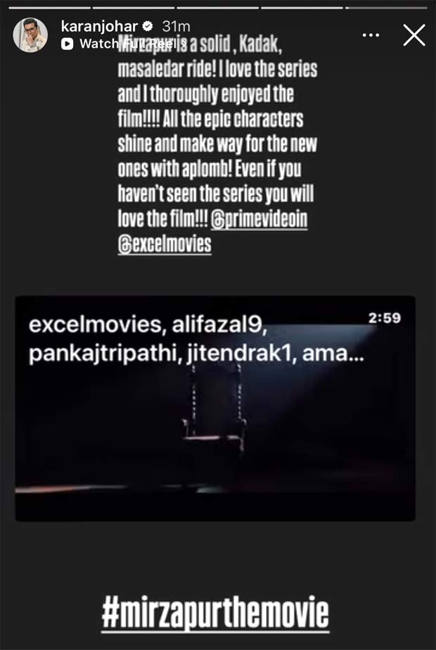 Karan Johar reviews Mirzapur: The Movie: “Solid, kadak, masaledar ride”