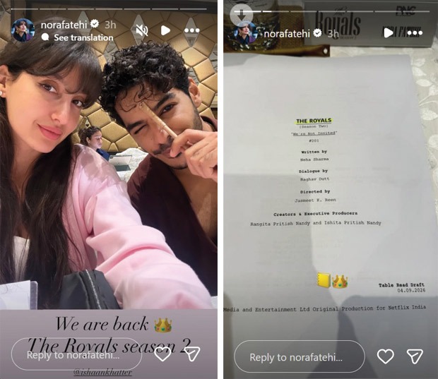 Nora Fatehi begins shooting for The Royals Season 2: First sneak peek from shoot diaries is here