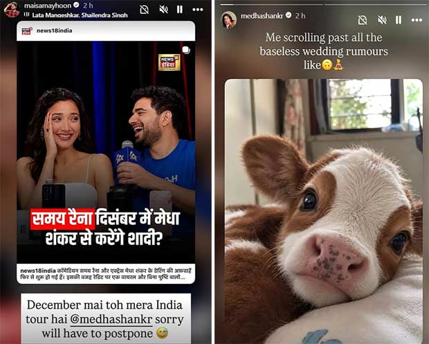 Samay Raina, Medha Shankr BREAK silence on December 2026 wedding reports; comedian quips, “Sorry, will have to postpone”