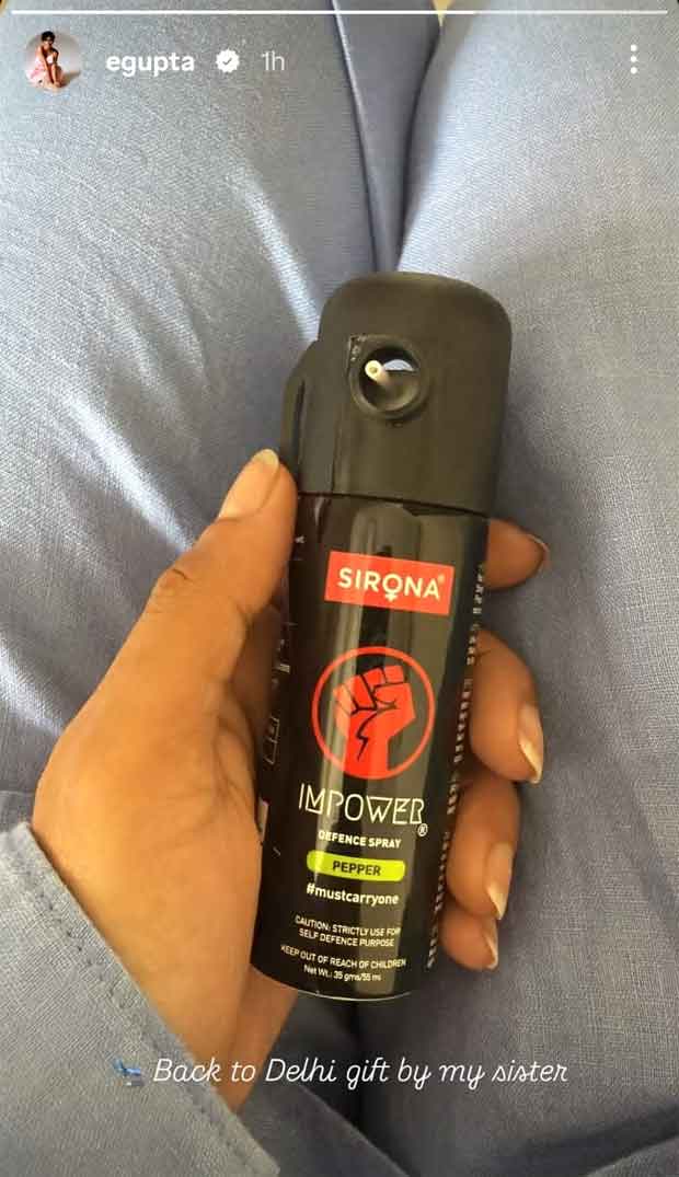 Esha Gupta gets pepper defence spray from sister as she heads back to Delhi 