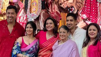 Kajol attends 80th North Bombay Sarbojanin Durga Puja in red and orange silk saree; see pics