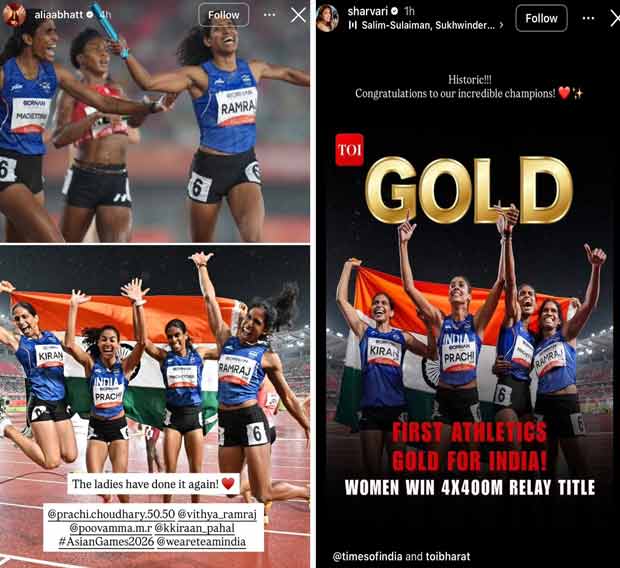 Vithya Ramraj's three-medal Asian Games triumph: Alia Bhatt, Sharvari, Fatima Sana Shaikh, and others lead Bollywood's cheer